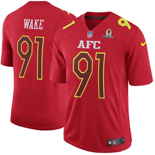 Nike Dolphins #91 Cameron Wake Red Men's Stitched NFL Game AFC Pro Bowl Jersey - Click Image to Close